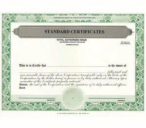 Corpex Printed Standard Certificates