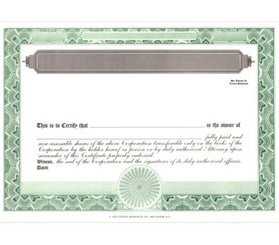 Blank Standard Certificates