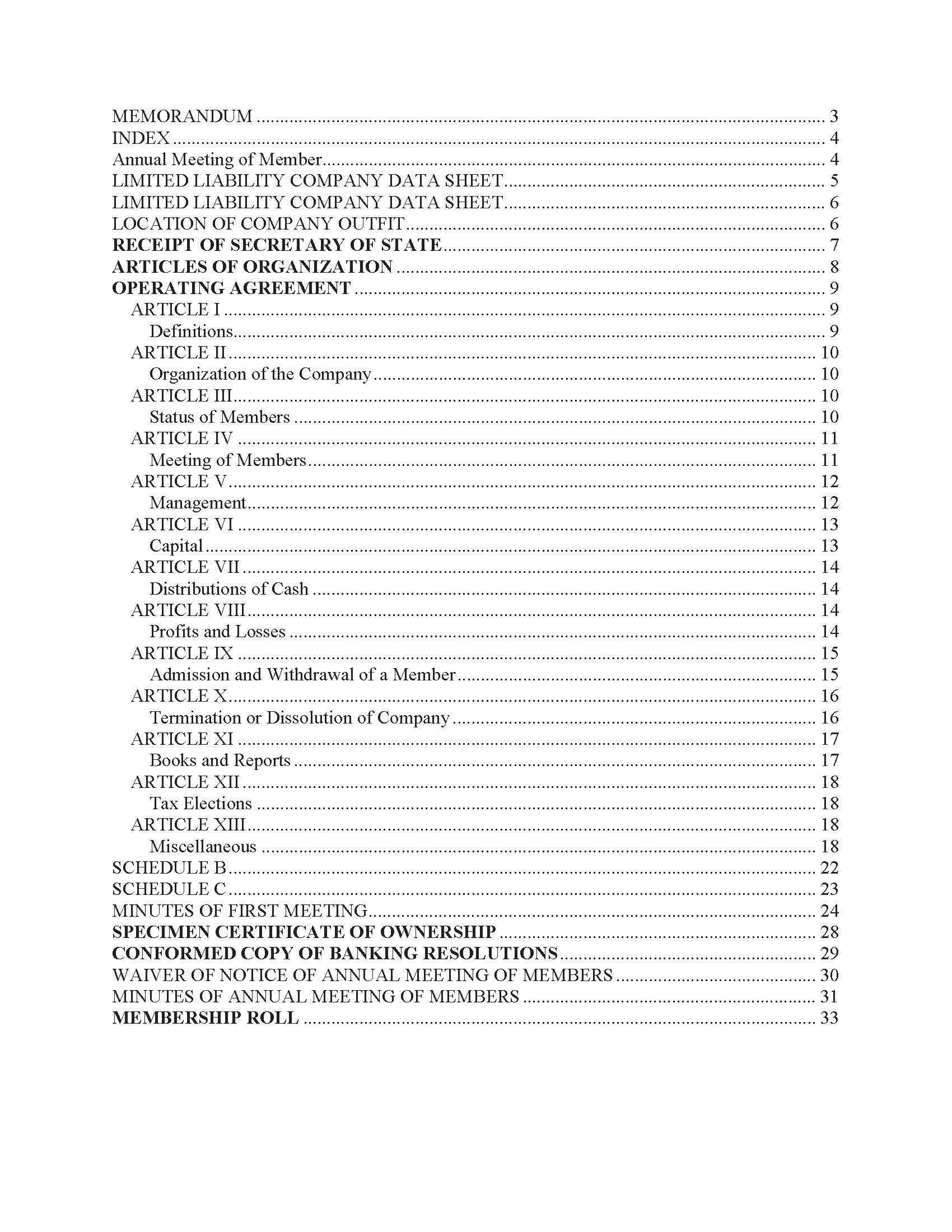 Printed Minutes & Bylaws or Operating Agreement